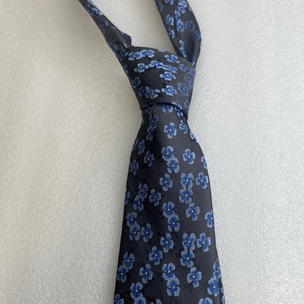 Pronto Uomo Mens Blue Floral Silk Tie